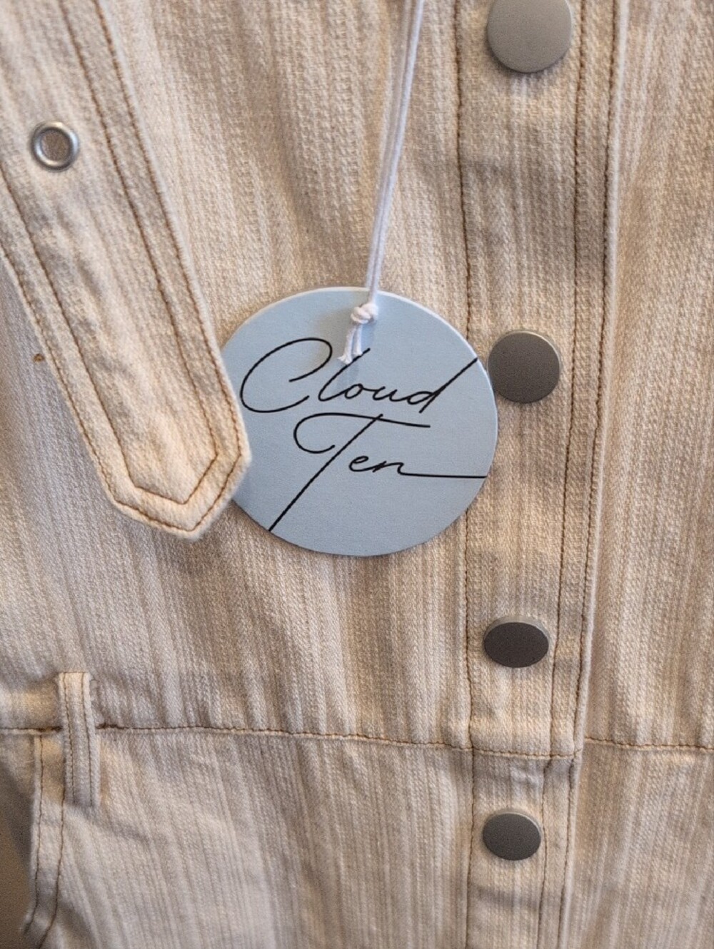 Women's Cloud Ten Denim Cream Button-Front Overall Jumper - Picture 2 of 11